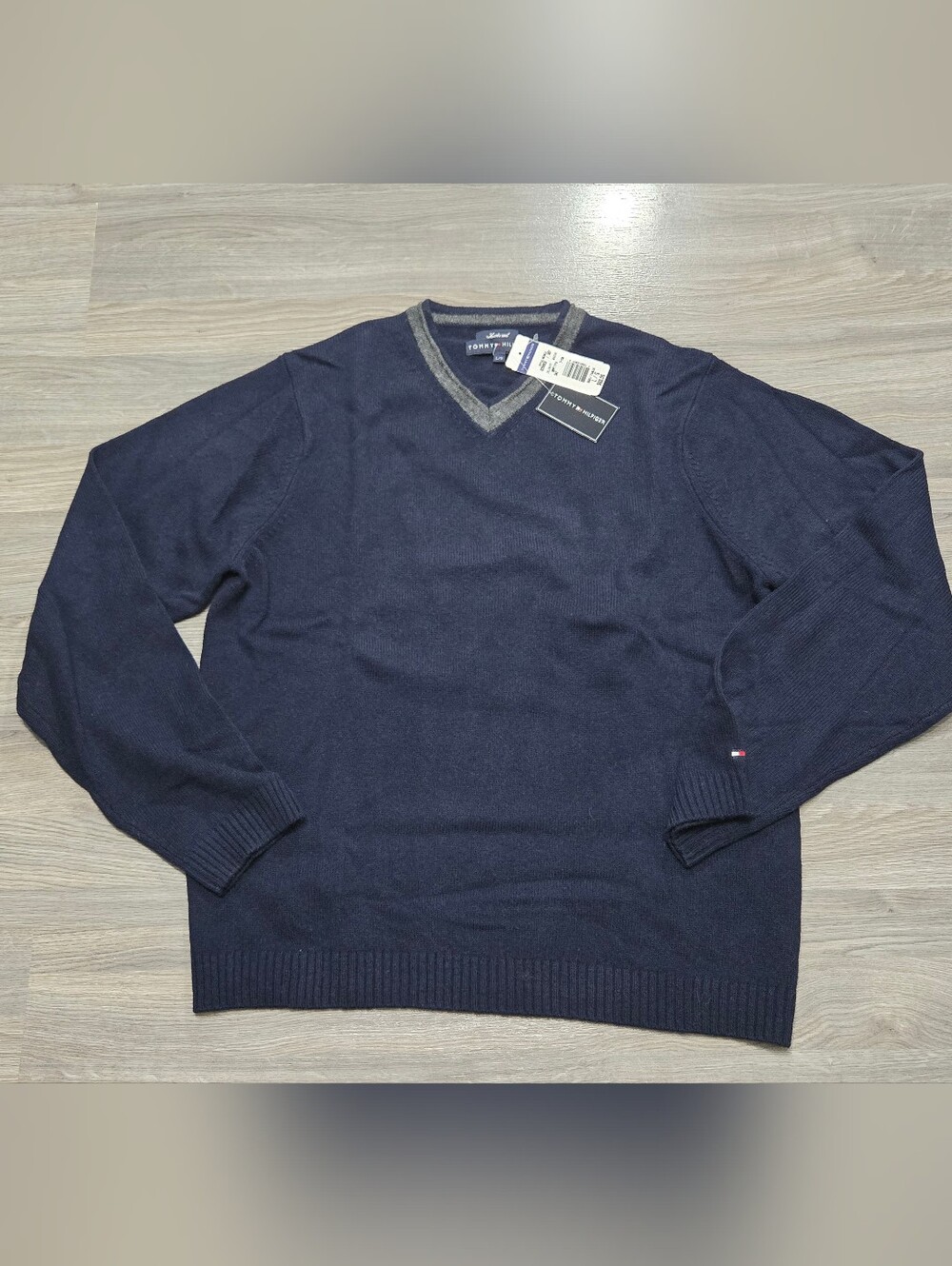 Tommy Hilfiger Sailer Navy Blue Lambs Wool Sweater Mens Size Large